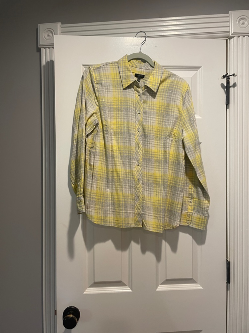 Talbots Yellow and Gray Plaid Button-Front Shirt
